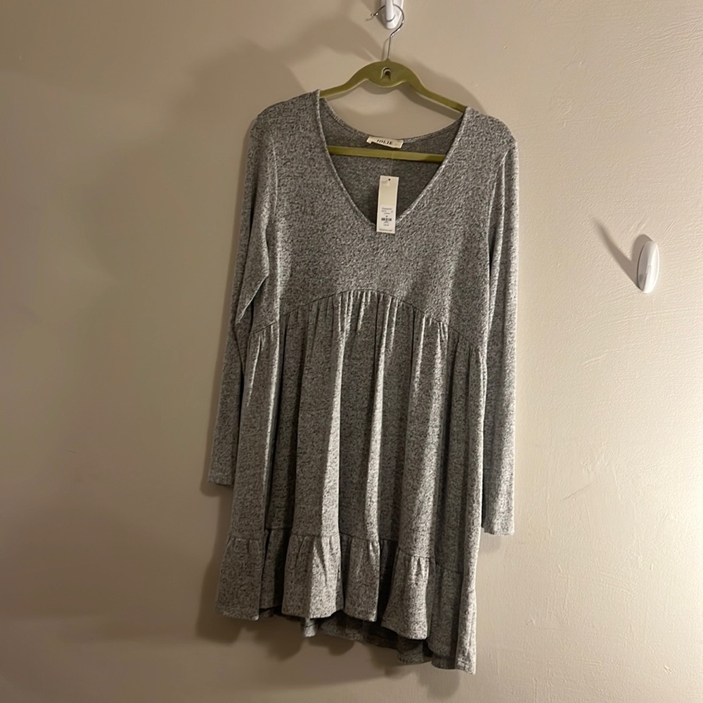 Heather grey float baby doll long sleeve dress